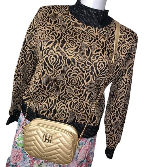 Badgley Mischka Vegan Leather NWT Gold Crossbody Camera Bag - Picture 10 of 15